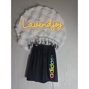 Boys Adidas Black Active Shorts Rainbow Logo With Pockets Kids Small 8